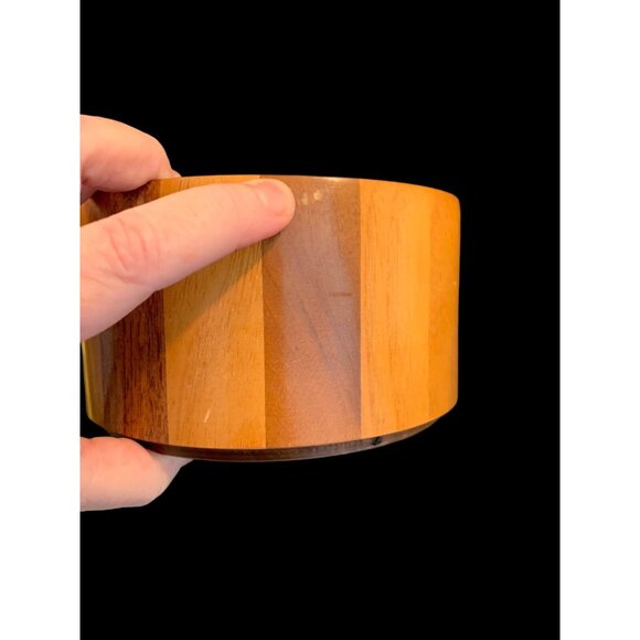 Vtg Dee Nielsen Signed Staved TEAK Wood Bowl OOAK Danish Modern Thin Wall 3x6 - Picture 13 of 15